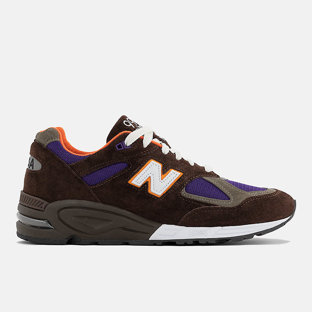 New Balance Made in USA 990v2 Shoes Brown with Grey